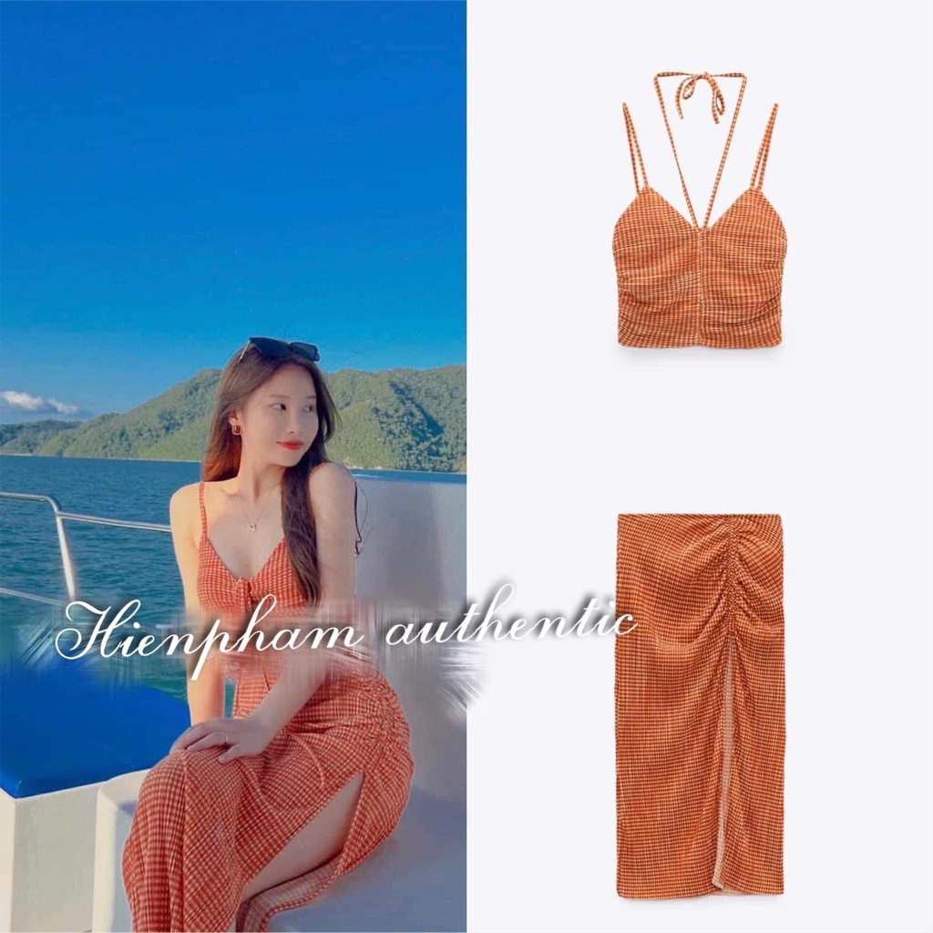 Sét áo hai dây + chân váy authentic có sẵn