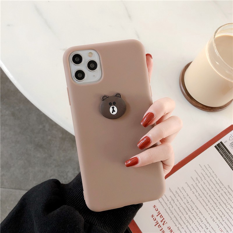 Ốp điện thoại mềm họa tiết gấu nâu/thỏ cony cho iPhone 11 Pro Max Xs X XR 7 8 6s 11 11pro 11promax plus