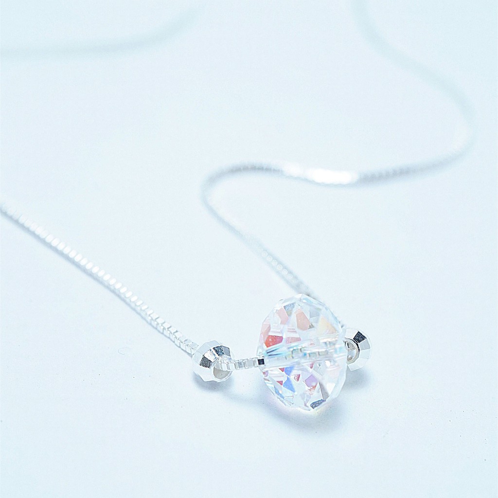 Dây chuyền nữ bạc đơn giản đẹp QMJ Phale lấp lánh 7 màu bạc 925 cao cấp - Q086