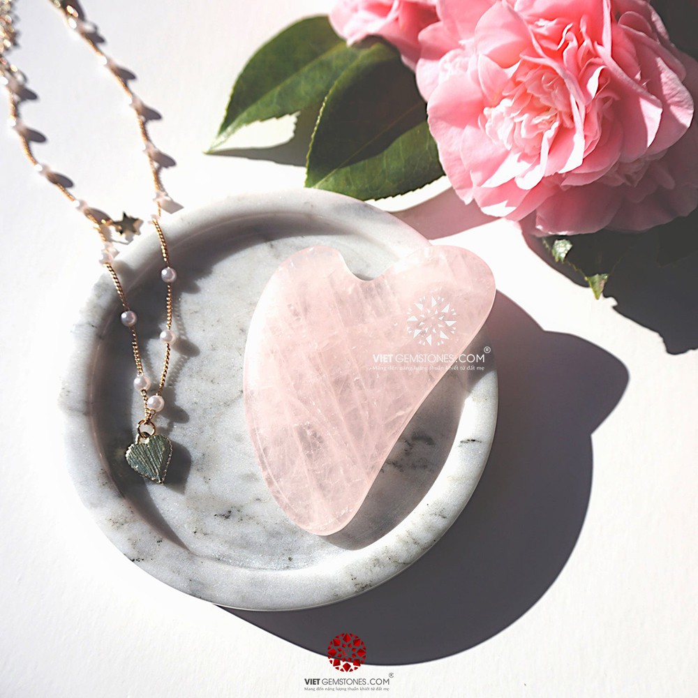 Liệu pháp massage, miếng massage GuaSha Rose Quartz