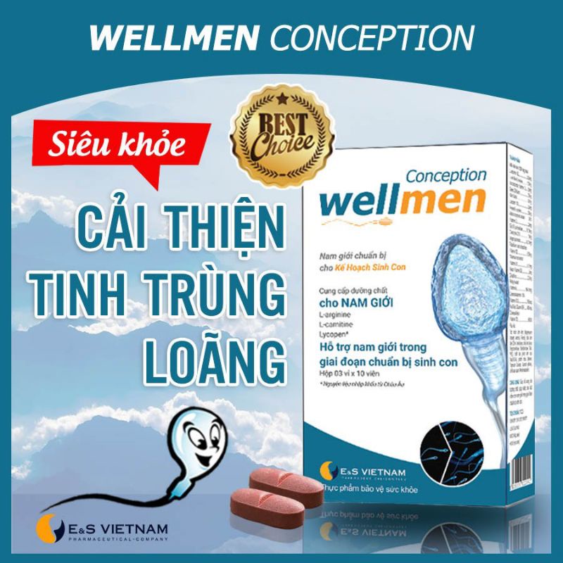 Wellmen Conception Cải Thiện Tinh Trùng Loãng - Tăng Số Lượng Tinh Trùng và Cải Thiện Chất Lượng Tinh Trùng.