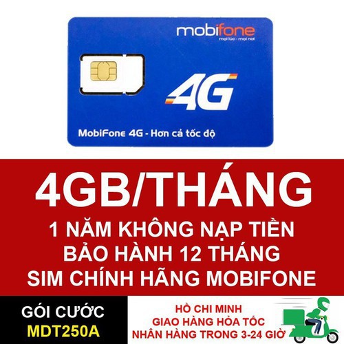 Sim 4G MobiFone MDT250A trọn gói 1 năm không nạp tiền