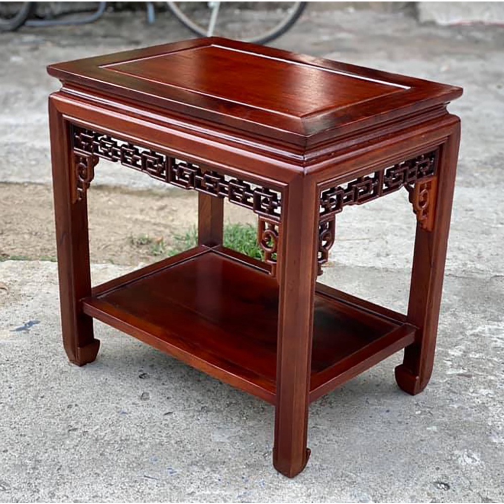 Đôn chữ nhật chiện kê đồ trang trí gỗ gụ mặt 35x50