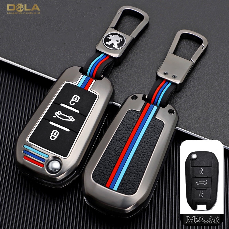Vỏ ốp khoá xe hơi - Bọc chìa remote ô tô Peugeot 208 2008 308 3008 408 505 5008 chìa gập - M22-A6