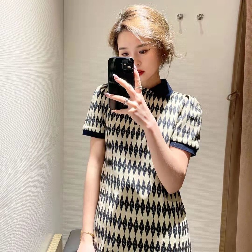 Đầm cổ polo phong cách retro thời trang hè 2022 cho nữ wu02s7ee2000