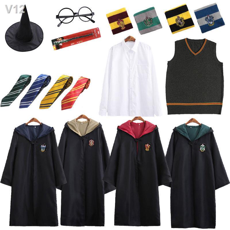 ☄ↂHarry Potter quần áo Hermione đũa phép trang phục len Gryffindor đồng học sinh choàng ma thuật