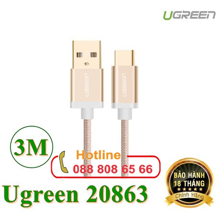 Cáp USB-C to USB 2.0 dài 3m Ugreen 20863