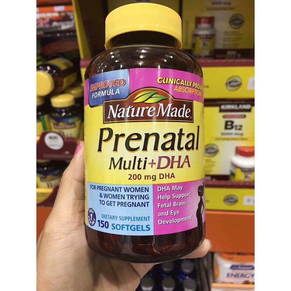 Bổ Bầu (Mẫu Mới) Nature Made Prenatal DHA 200mg 150 Viên Từ Mỹ, Bổ Bầu 150 Viên, Prenatal 150 Viên