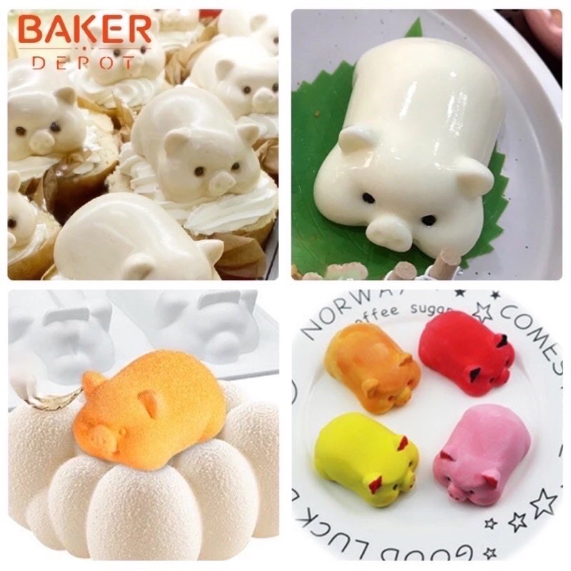 Khuôn vỉ heo 6 con đáng yêu khuôn silicon làm thạch rau câu pudding mousse