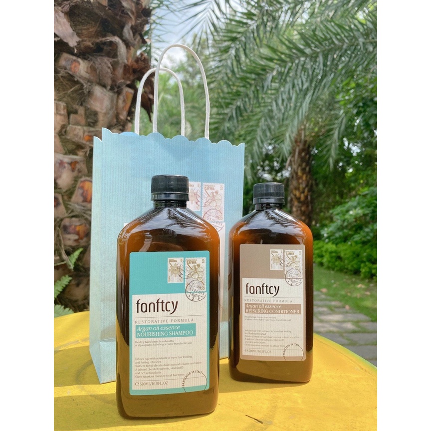Cặp Dầu Gội Xả FANFFCY 500ml x2 Argan Oil. Chính hãng phục hồi Tóc Khô Hư Tổn giảm gẫy rụng. NK & PP ALYA VIET NAM