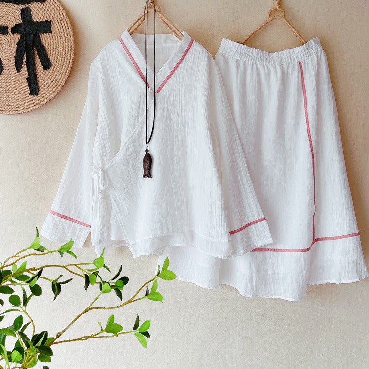 Áo Kiểu Hán Phục Cách Tân Chất Liệu Cotton Phong Cách Retro Trung Hoa Cho Nữ