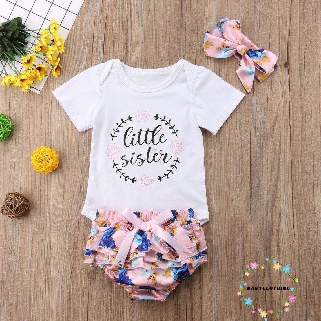ღWSVღNewborn Kids Baby Girls Outfit Floral Clothes Romper Jumpsuit Bodysuit+Pants Set