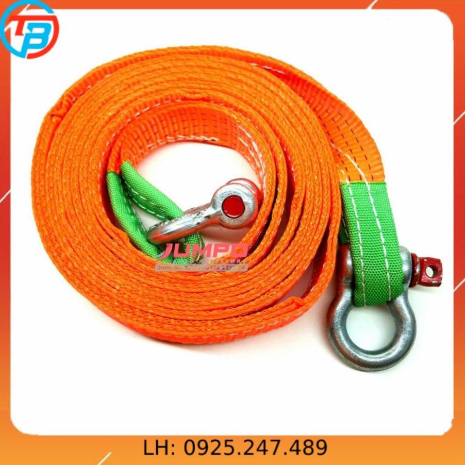 Cáp kéo cứu hộ ô tô 5 tấn 6 mét bản 50mm may 2 lớp ( tặng túi vải + 2 ma ní omega) - CÁP THÉP Thái Bình Vina