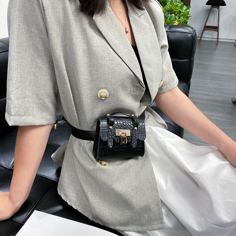 Mini crocodile pattern Small waist bag fashionable chain fanny pack decoration belt bag