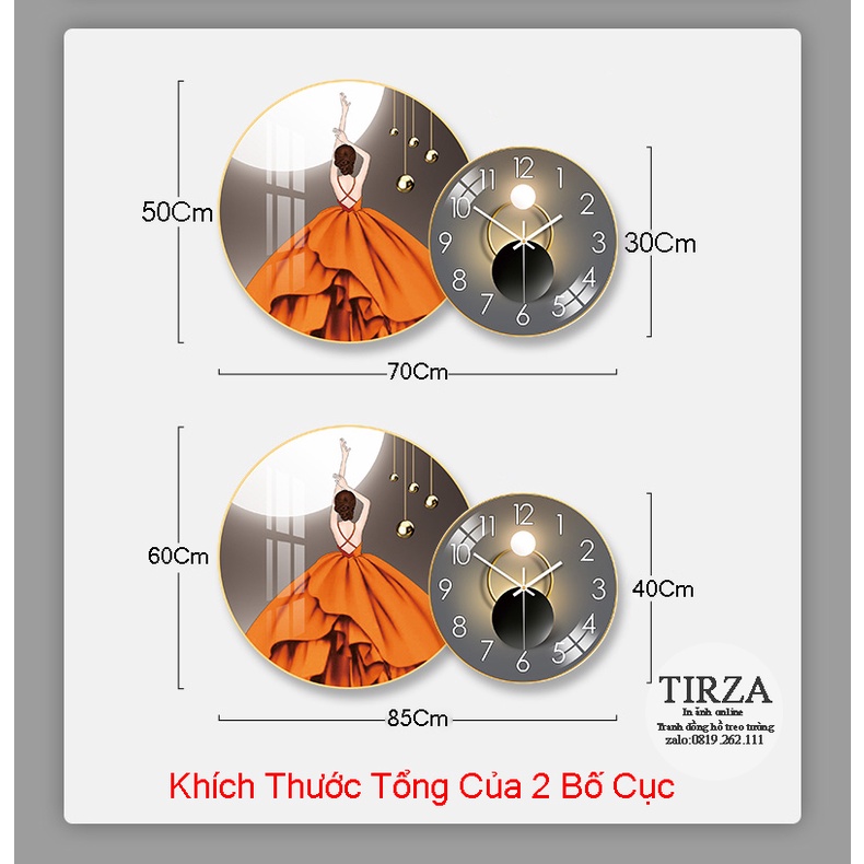 Tranh Tráng Gương + Đồng Hồ Treo Tường Kim Trôi Sang Trọng Và Hiện Đại Phù Hợp Với Nhiều Không Gian Sống