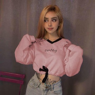 Áo thun croptop tay dài cực chất cực xinh xắn