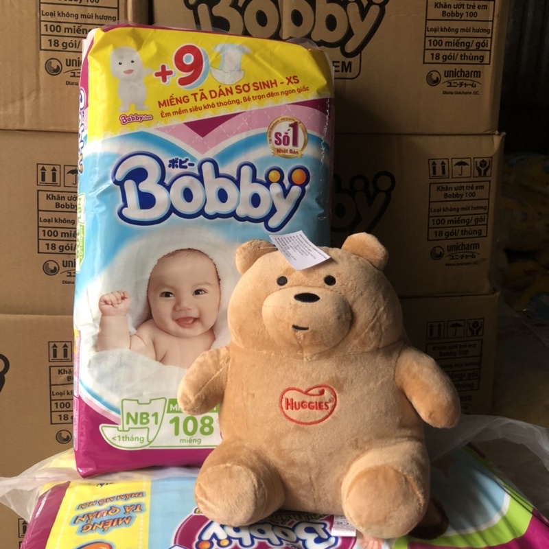 Tã lót bobby newborn108 tặng 9 miếng tặng thêm gấu