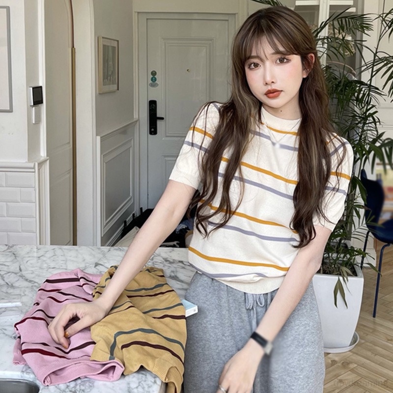 Áo Thun Ngắn Tay Thời Trang Mùa Hè Hàn Quốc Cho Nữ