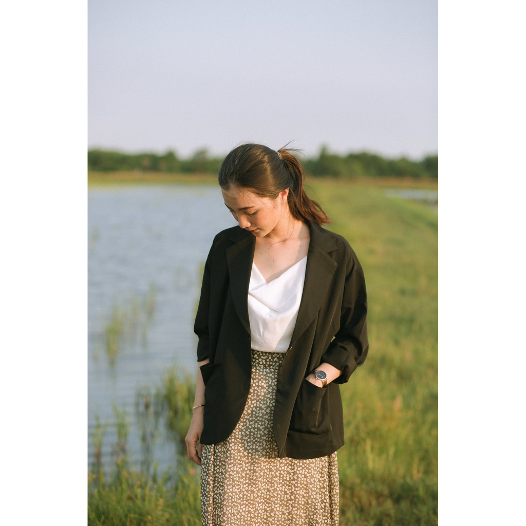 Chân váy midi chữ A dáng dài hoạ tiết hoa nhí vintage V210537 (có 4 màu: xanh rêu, tím nhạt, đỏ gạch, nâu đất) | BigBuy360 - bigbuy360.vn