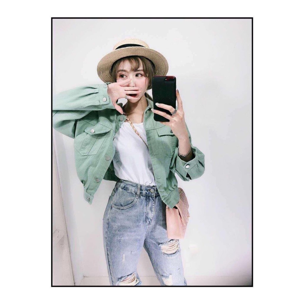 🌟HCM🌟🌺FREESHIP 99K🌺️ >---> Áo Jeans Kaki Nữ Nút Sau Màu Xanh Rêu AKKN01<---< Mina-Fashion ⚡⚡⚡⚡⚡ | BigBuy360 - bigbuy360.vn
