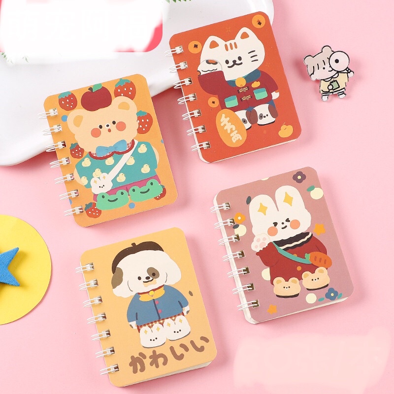 Sổ tay mini gáy lò so A7 hình bìa dễ thương được chọn mẫu