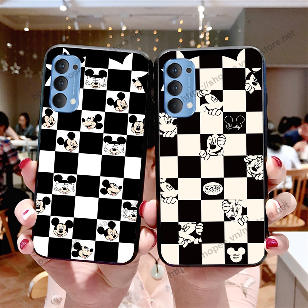 Ốp lưng Oppo Reno4 / Reno4 Pro / Reno 4 trái tim họa tiết caro, mikey họa tiết beabrick kaws cute