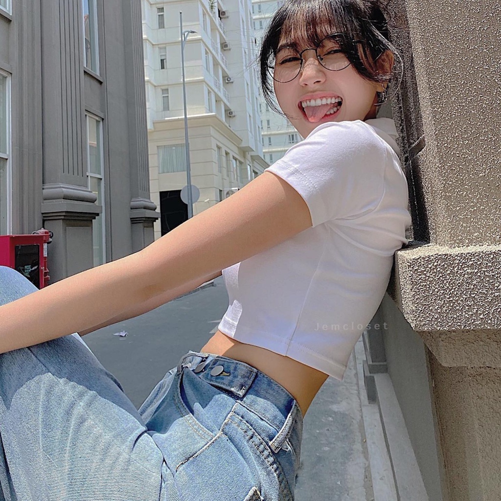 Áo Croptop Nữ Ôm Body JEMCLOSET Croptop Polo Có Cổ Kiểu Sơ Mi Thun Tay Ngắn From Rộng Cá Tính Thể Thao Nhiều Màu 1476