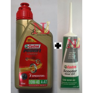 combo nhớt castrol power 1 xe tay ga 800 ml, 1 nhớt hộp số castrol