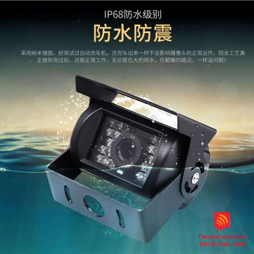 Camera lùi chuyên dụng cho xe tải xe công trình chống nước, chống va đập, chống nước 18 đèn Hồng ngoại trợ sáng