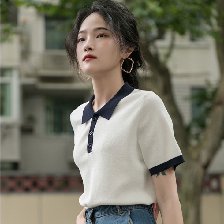 Áo thun IELGY dệt kim tay ngắn mỏng thời trang mùa hè 2022 dành cho bạn nữ