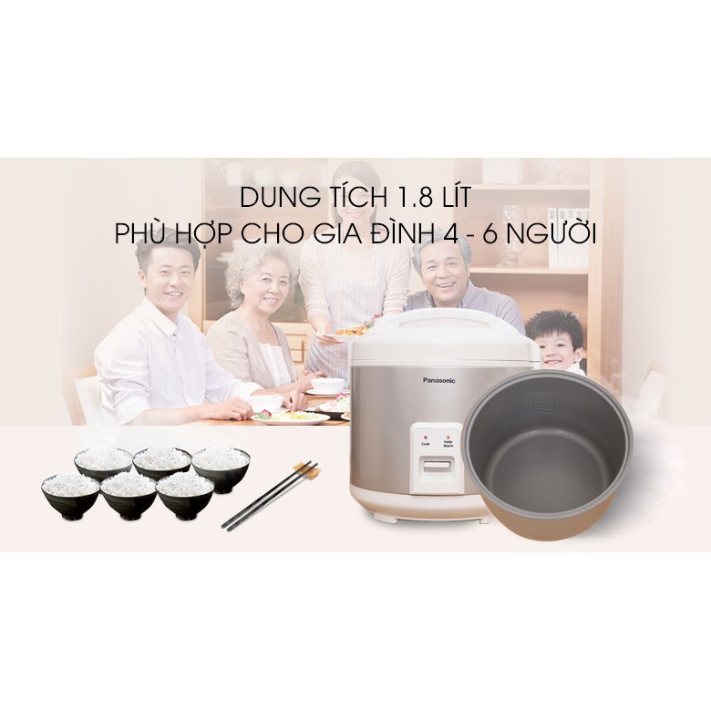 [Chính hãng - Bảo hành 1 năm] Nồi cơm điện nắp gài Panasonic PANC-SR-MVN187LRA (1.8L) - Hàng Chính Hãng