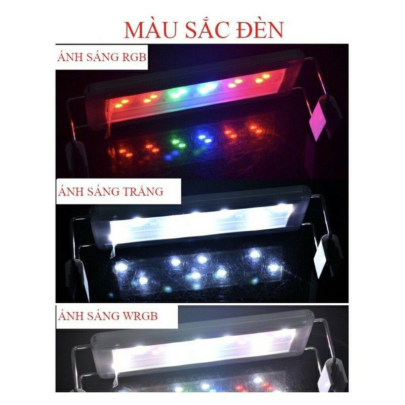 Đèn led 3 chế độ WRGB kẹp thành hồ cá thủy sinh