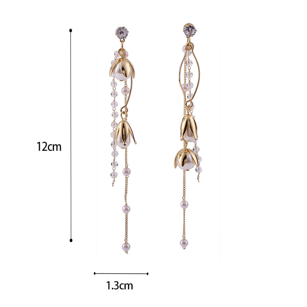 Khuyên tai dáng dài phối ngọc trai giả sành điệu