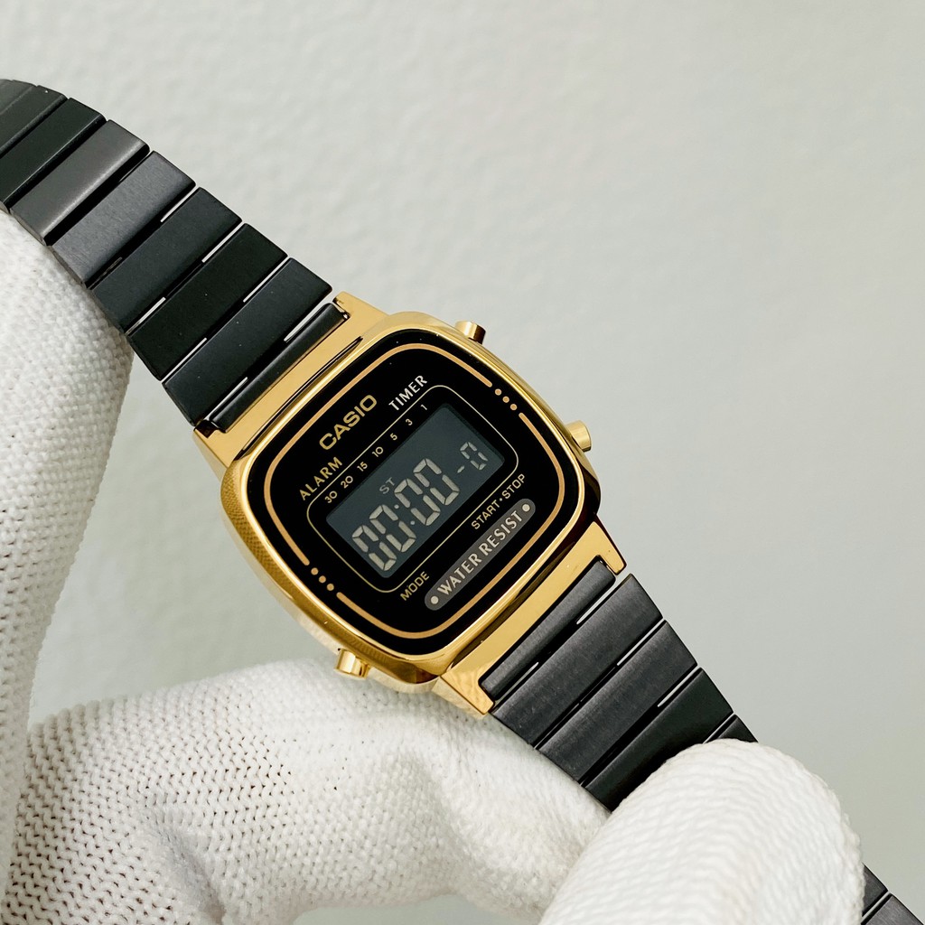 (Ảnh thật) Đồng hồ Couple Casio A168 và La670 Gold Black - Chính hãng