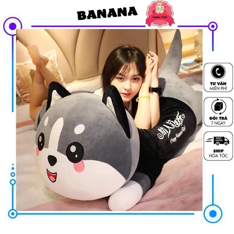 Mèo Husky bông siêu to khổng lồ - Gấu Bông Husky - Banana GM 01