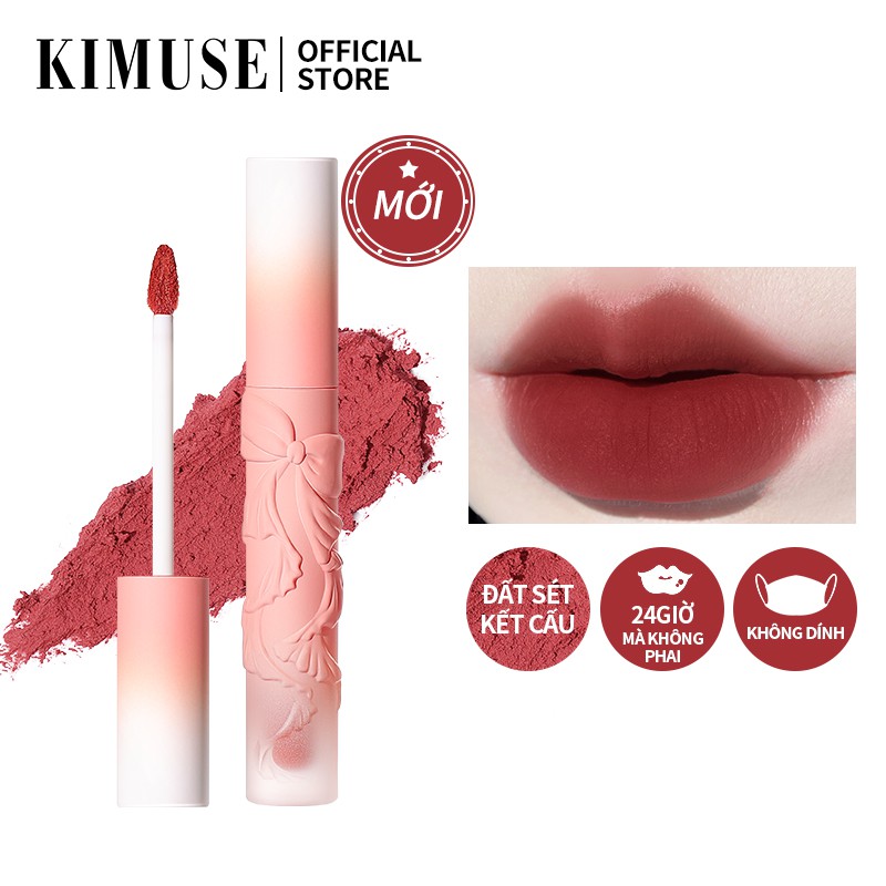 Son môi KIMUSE trang trí khắc nơ 8 màu sắc trẻ trung tùy chọn 4ml