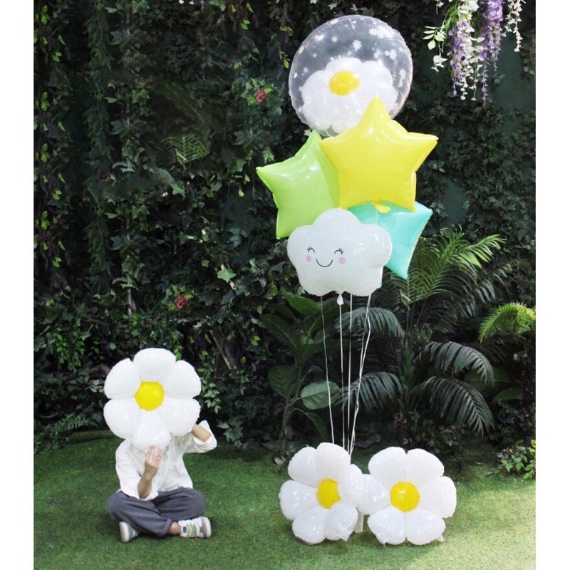 Set 2 bóng hoa cúc trắng daisy lồng bóng trong size 24&quot; 45cm