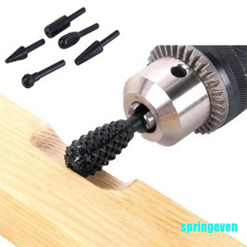 Bộ 5 Mũi Khoan Gỗ Bằng Thép Màu Đen 1 / 4 '' 6mm