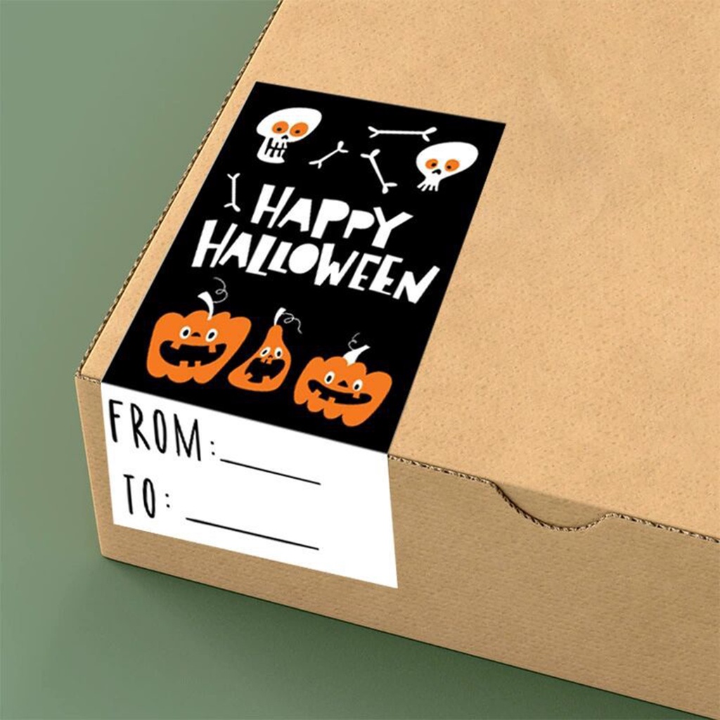 (livecity.2) Cuộn 300 Nhãn Dán Hộp Quà Hình Chữ Nhật Tự Dính Mịn Màng Và Dính Dễ Dán Dùng Đóng Gói Quà Halloween