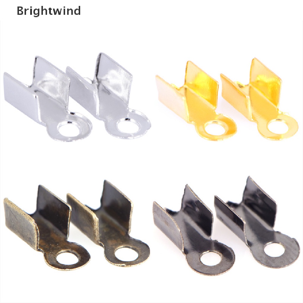 [Brightwind] 100PCS End Caps Clasps Leather Cord Crimp Bead Connectors DIY Jewelry Findings Hot Sell