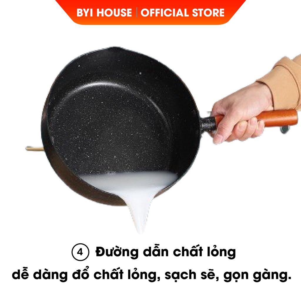 [Quà Tặng]Chảo Chống Dính Sâu Lòng 18cm Loại 1 Phủ Ceramic Vân Đá Chiên, Xào, Nấu Trên Các Loại Bếp - BYI House