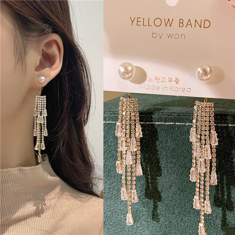 Bông Tai Tua Rua Dáng Dài Bằng Bạc 925 Đính Nơ Thời Trang Sang Trọng Cho Nữ