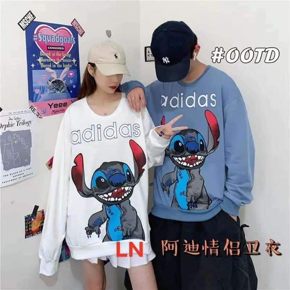 Áo Sweater Thỏ Tai Dài Adidas From Thụng Chất Liệu Nỉ Ngoại Dày Đẹp Mịn In Hình Cute Phong Cách Hàn Quốc Thu Đông