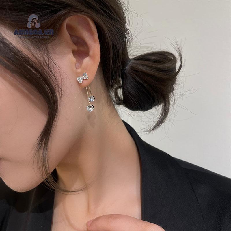 ✨✨Bông Tai Dài Hình Ngôi Sao/Nơ Đính Đá Thời Trang Đơn Giản Phong Cách Hàn Quốc Cho Nữ