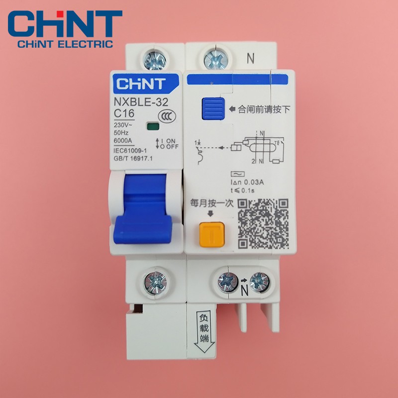 Aptomat chống giật CHINT ELCB cầu dao chống rò điện CB NXBLE-32 NXBLE-63 1P+N 16A 20A 25A 32A 40A 63A