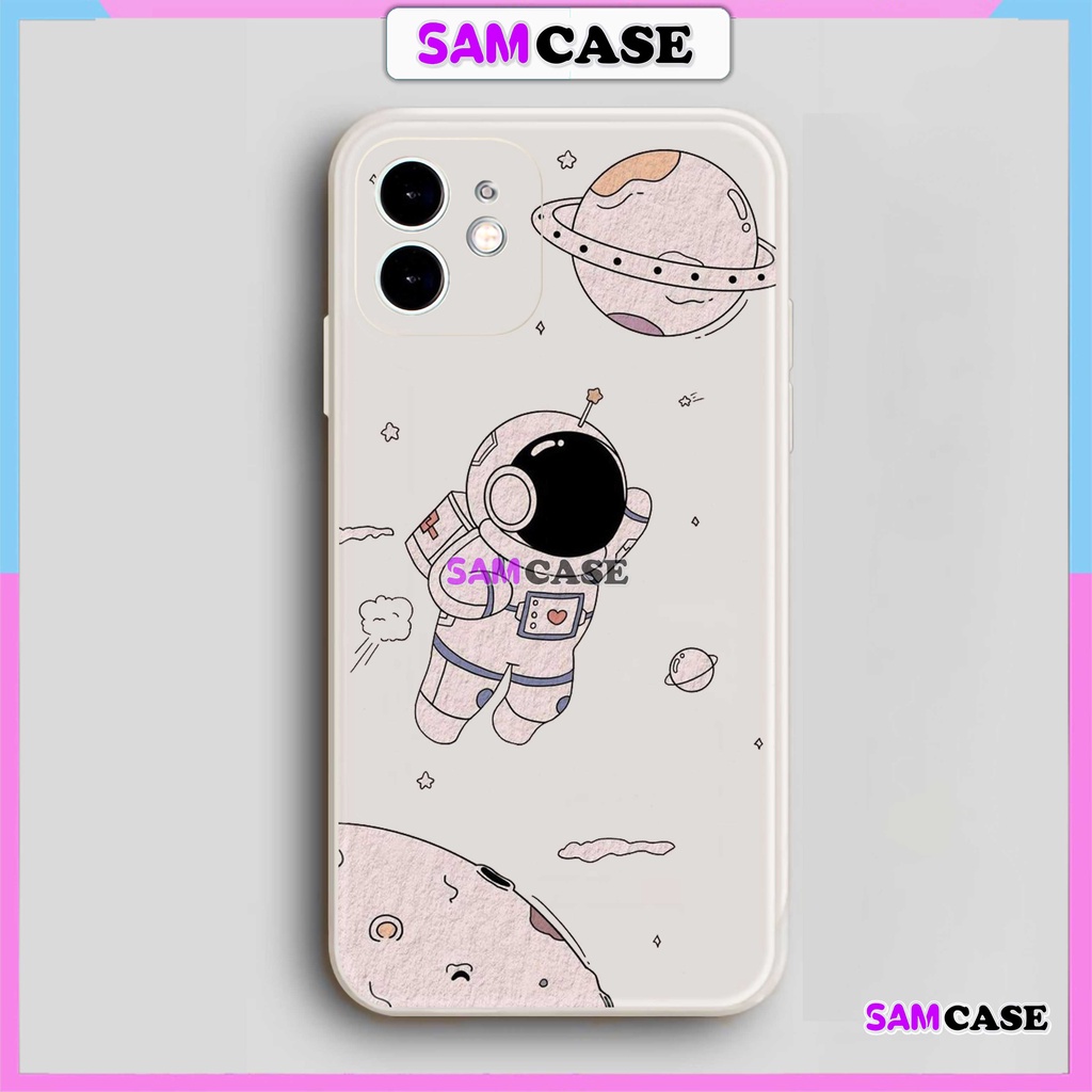 Ốp lưng iPhone Phi hành gia Nasa Cute cạnh viền vuông silicon mềm dẻo cho ip 6/6s/7/8/X/XS/XR/11/12/13/14 Pro Plus Max