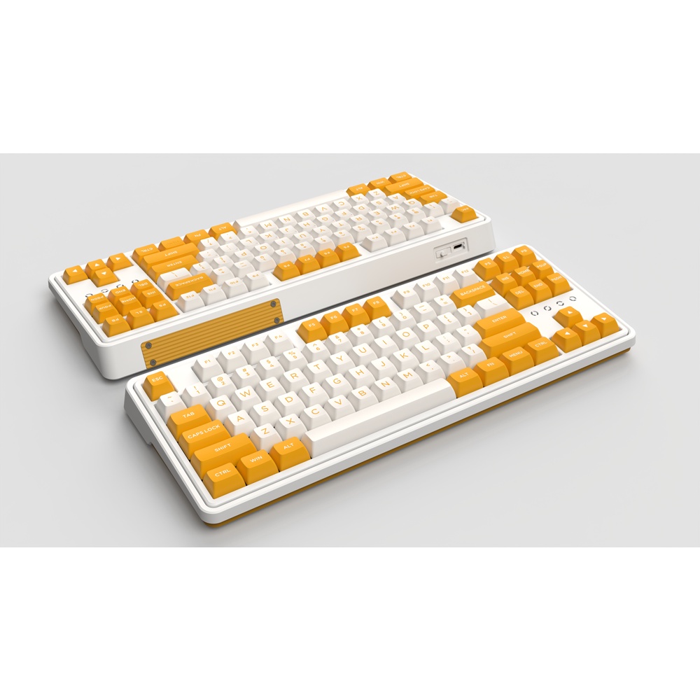 Bàn phím cơ FL-Esports CMK87 Yellow &amp; White 3 Mode (Type-C / Bluetooth / 2.4G) - Hàng chính hãng