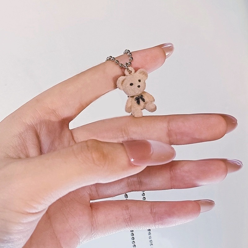 Vòng cổ Mặt Hình Gấu Nâu Bằng Nhựa Resin Mini Nhiều Màu Sắc Dễ Thương Thời Trang Hàn Quốc Cho Nữ