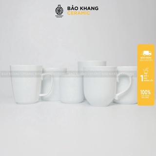Cốc uống nước có quai - ly sứ màu trắng trơn men ngọc Gốm Sứ Bát Tràng