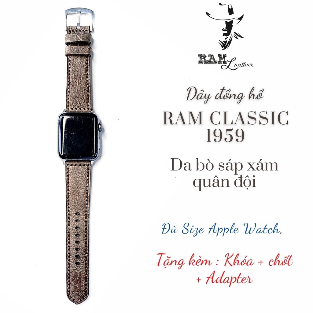 Dây đồng hồ RAM Leather vintage bauhaus 1959 da bò sáp vân hạt thanh lịch